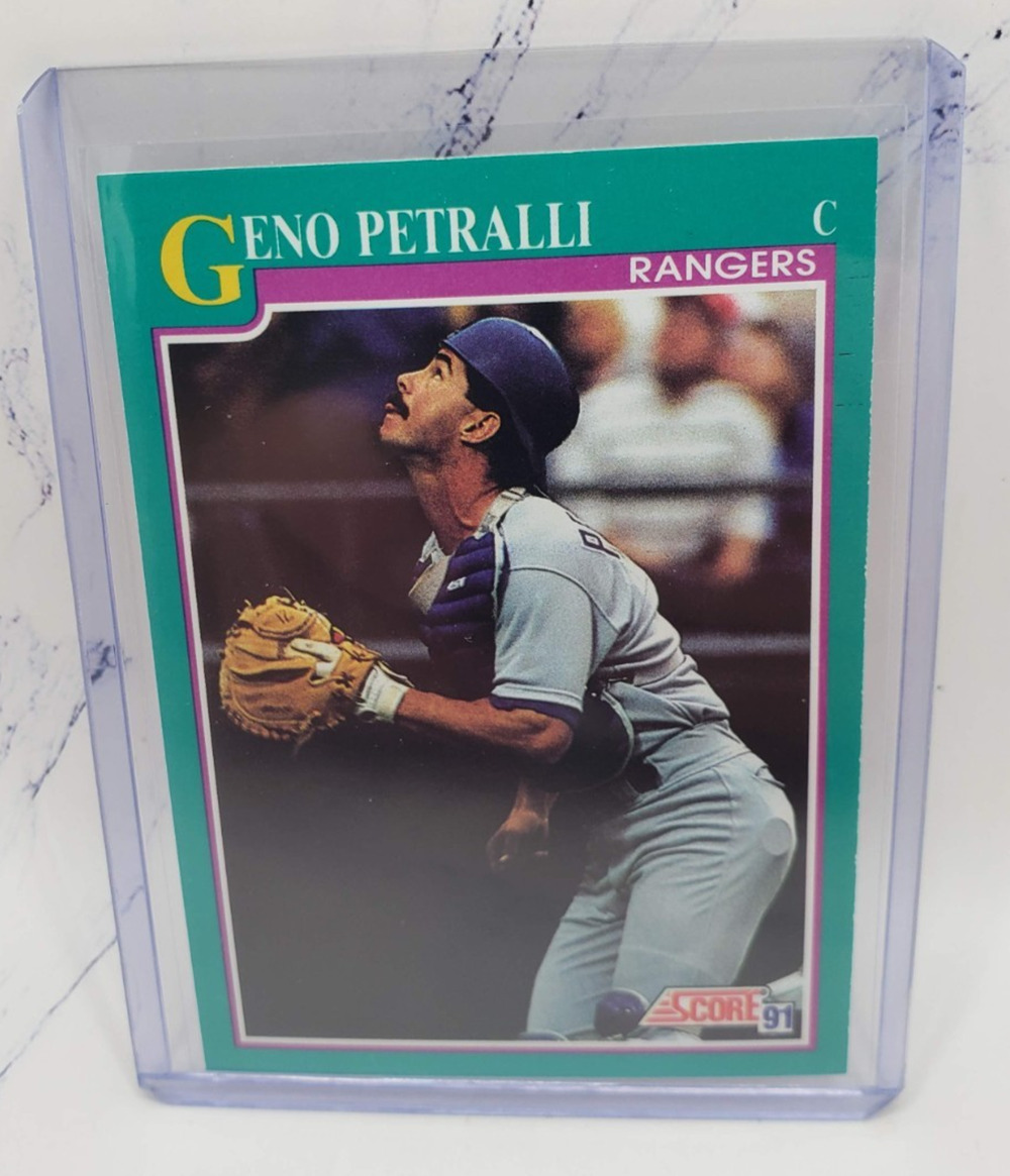 1991 Score Geno Petralli Texas Rangers Baseball Card